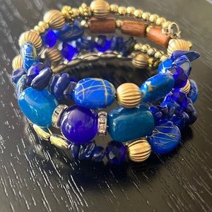 Blue Faux Stone Wrap Bracelet-NEW